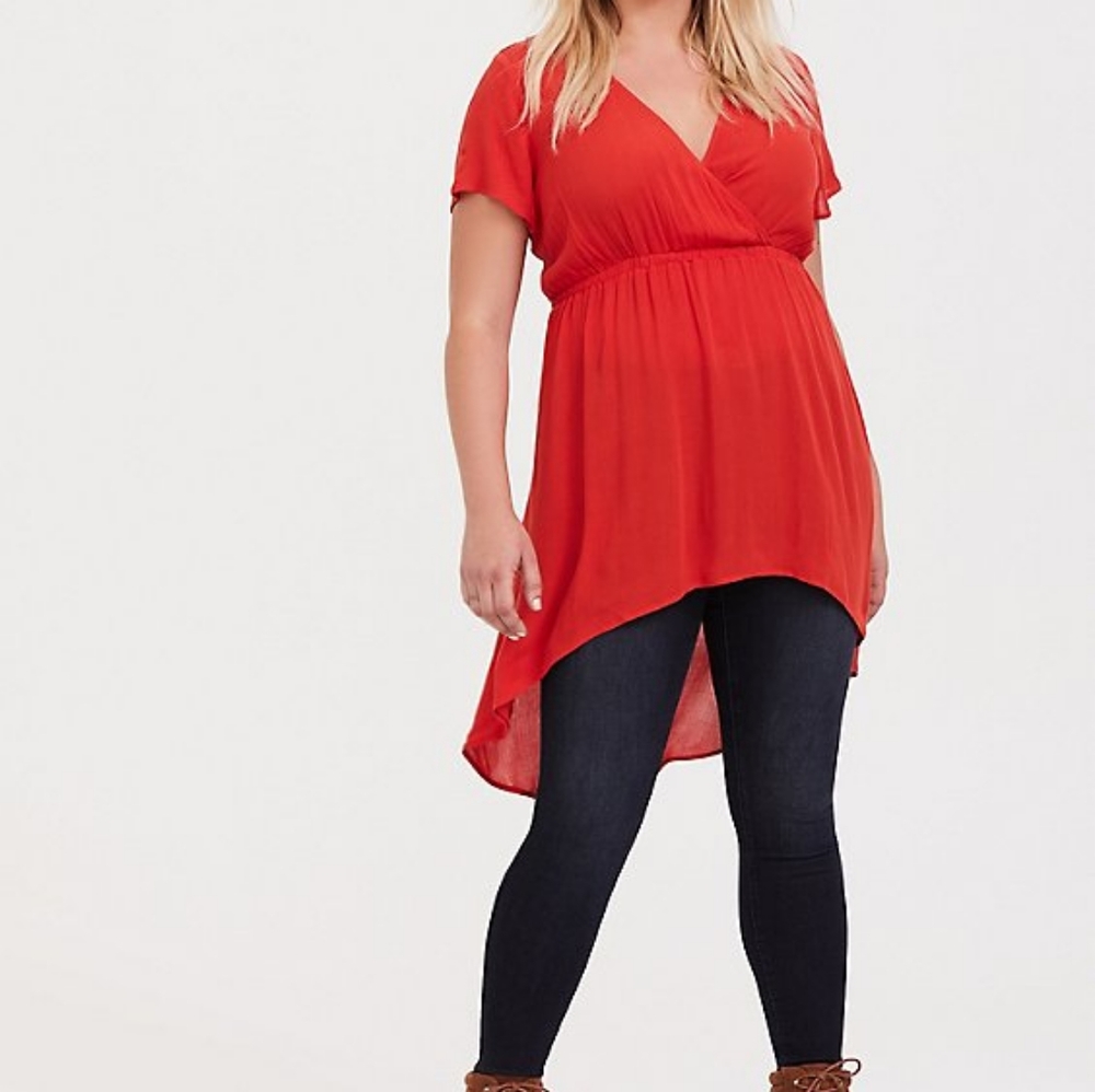 NWOT Torrid (itm 3) Orange hi-low Blouse Size 4 - Picture 2 of 10